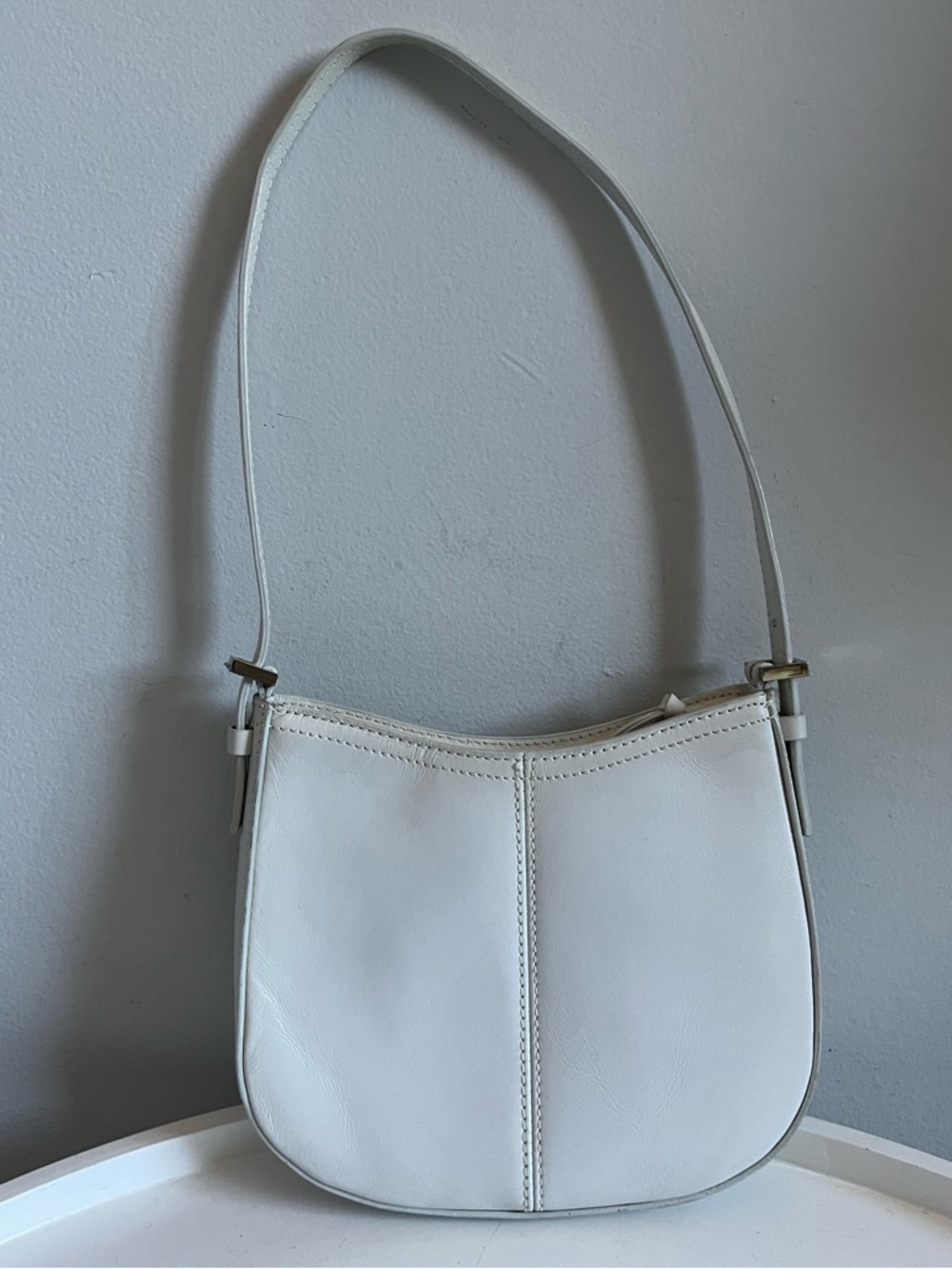 Nine West Off White Small Genuine Leather Shoulder Bag Vintage Y2K